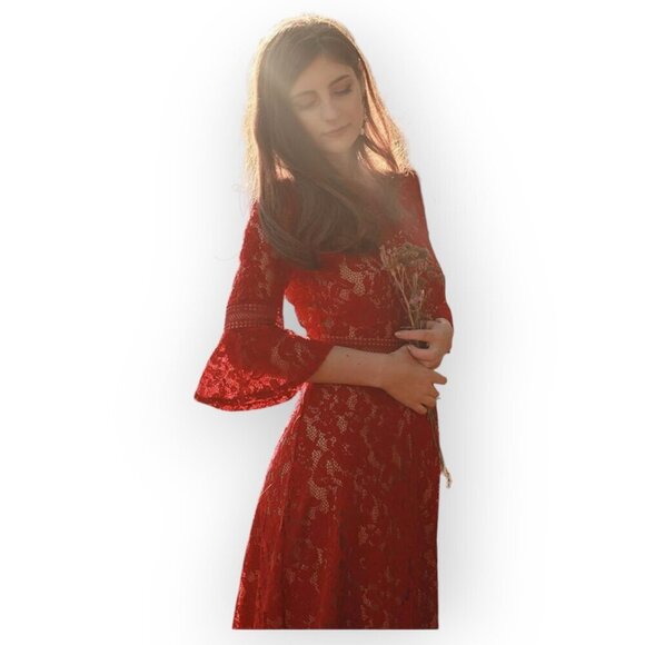 MISSMAY whimsigoth fairy magenta castlecore bell sleeve long dress size M NWT - Picture 4 of 13